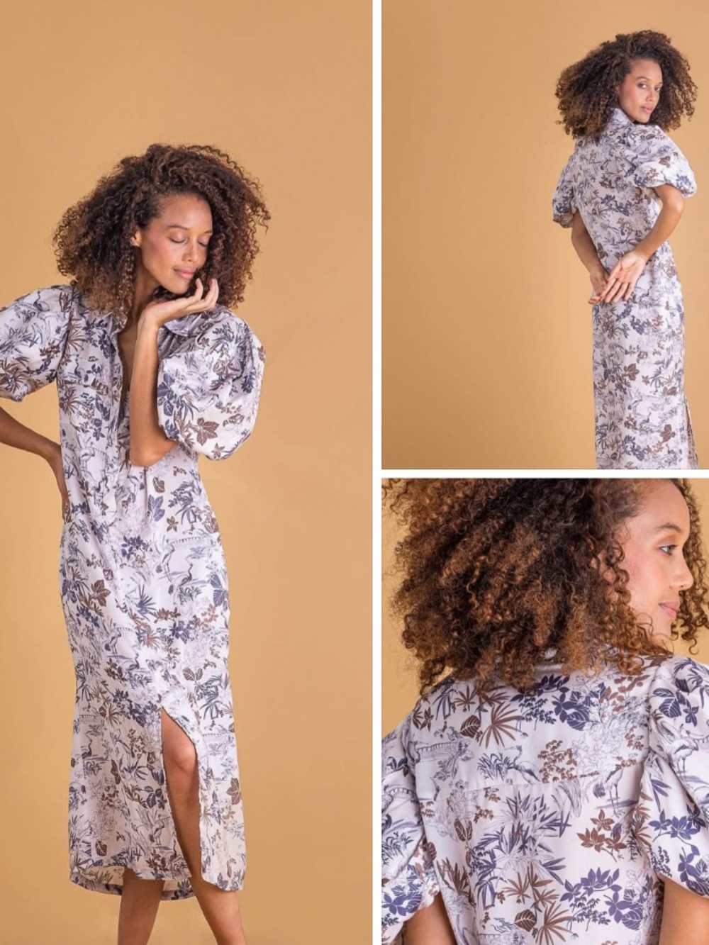 Padova Emma Dress Puff Sleeves Midi Sz 8 NWT